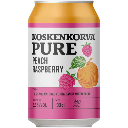 Koskenkorva PURE Peach-Raspberry 5,5% 33cl｜KOSKENKORVA 纯桃子覆盆子 5.5% 33cl