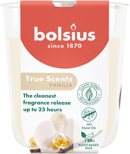 Bolsius True Scents – 玻璃杯香薰蜡烛 – 香草 – 象牙白 – 小号｜Bolsius True Scents – tuoksukynttilä lasissa – Vanilla – norsunluu – pieni