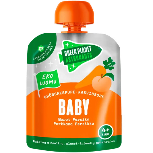 Green Planet Astronauts Luomu Porkkana-Persikkasose 4kk 70g｜Green Planet Astronauts 有机胡萝卜桃泥 4 个月 70g