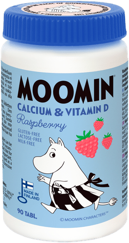 Moomin 覆盆子味钙维生素D咀嚼片 90片 膳食补充剂