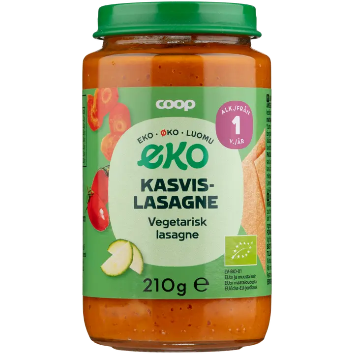 Coop Eko kasvislasagne luomu 210 g 1 v｜Coop 生态蔬菜烤宽面条有机 210 克 1 年