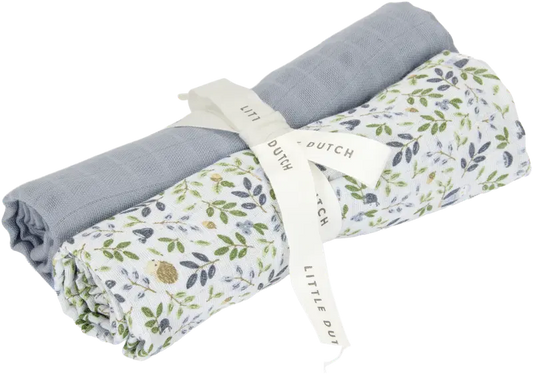Little Dutch 纱布巾 70x70cm 森林探险与牛仔蓝｜Little Dutch harsoliinat 70x70cm Forest Adventure & Denim Blue