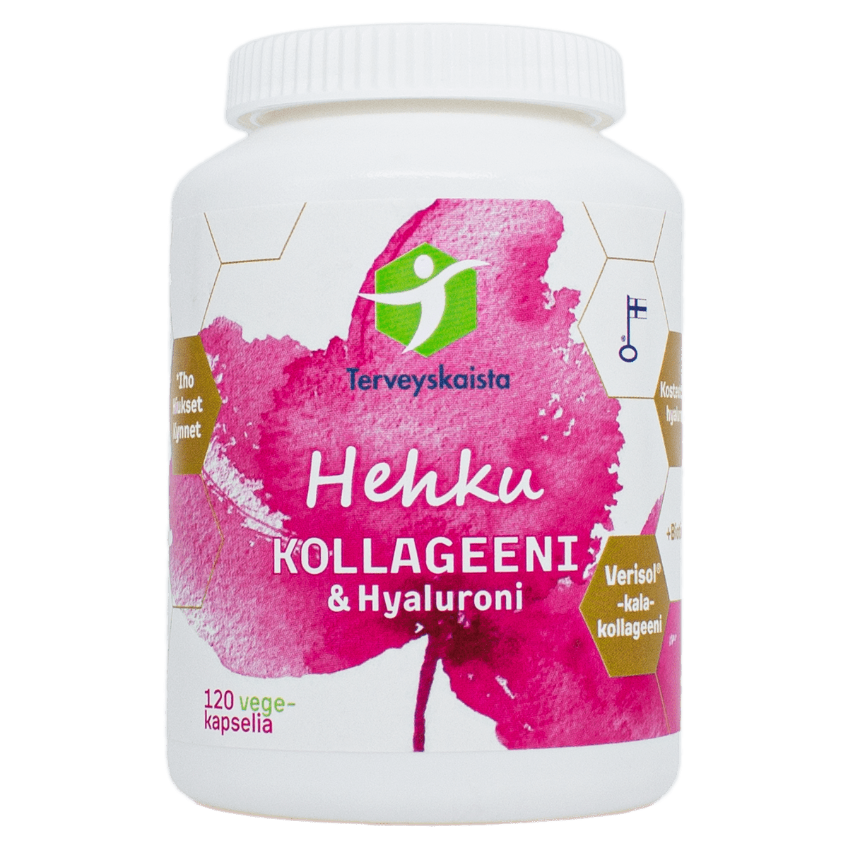 健康带 光辉 胶原蛋白 & 透明质酸 120 植物胶囊｜Terveyskaista Hehku Kollageeni & Hyaluroni 120 vegekaps.