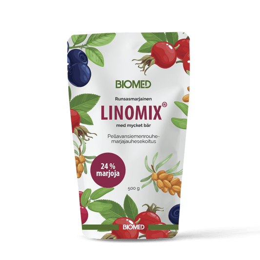 Biomed 亚麻籽粉 500克 - 日期 12/2026｜Biomed Linomix - Pellavansiemenrouhe 500 g - Päiväys 12/2026