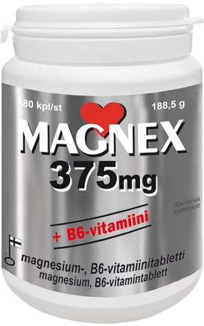 Magnex 375毫克+B6维生素180片｜Magnex 375 mg + B6-vitamiini 180 tabl.