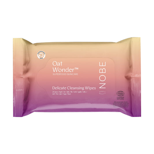 NOBE燕麦奇迹温和洁面巾 25 kpl｜NOBE Oat Wonder Delicate Cleansing Wipes - Puhdistusliinat kasvoille 25 kpl