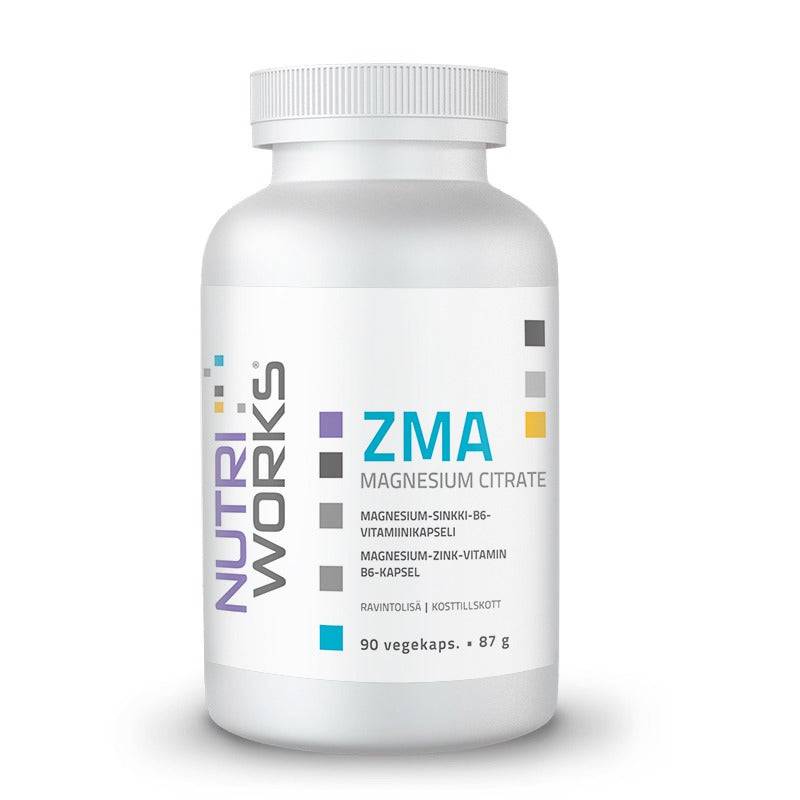 Nutri Works ZMA 镁、锌和维生素B6 90粒｜Nutri Works ZMA - Magnesium, Sinkki ja B6-vitamiini 90 kaps.