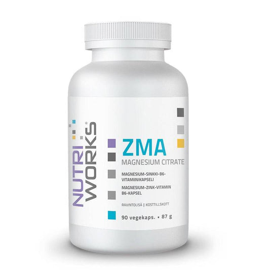 Nutri Works ZMA 镁、锌和维生素B6 90粒｜Nutri Works ZMA - Magnesium, Sinkki ja B6-vitamiini 90 kaps.