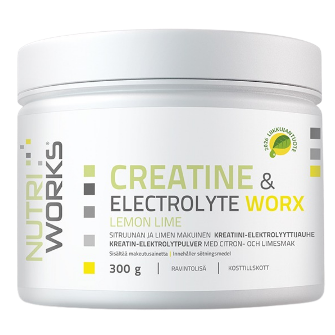 肌酸与电解质复合物-柠檬青柠味 300 g｜Nutri Works Creatine & Electrolyte Worx - Sitruuna & Lime 300 g