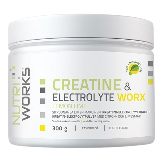 肌酸与电解质复合物-柠檬青柠味 300 g｜Nutri Works Creatine & Electrolyte Worx - Sitruuna & Lime 300 g