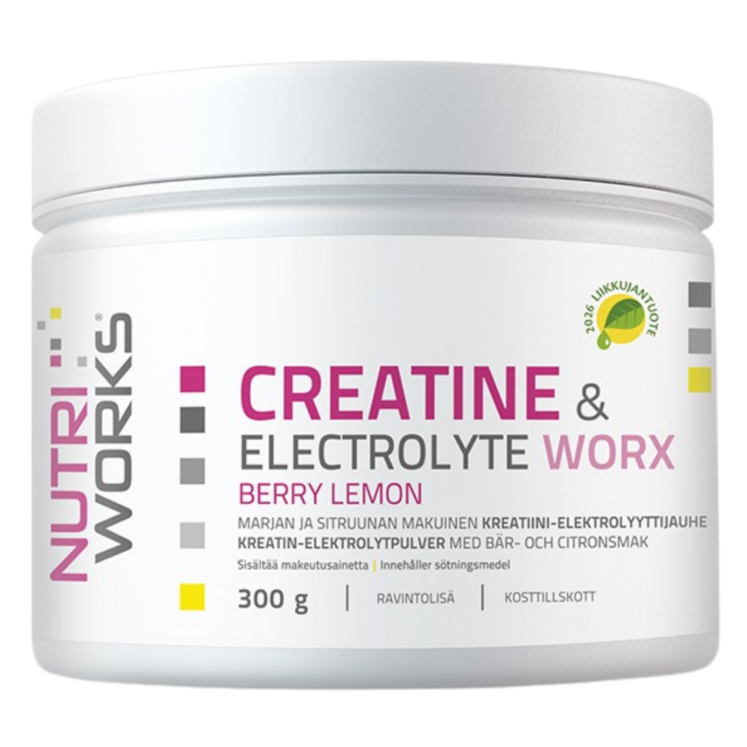 肌酸与电解质复合物-浆果柠檬味 300 g｜Nutri Works Creatine & Electrolyte Worx - Marja & Sitruuna 300 g