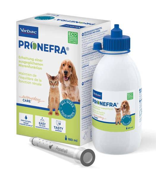 威霸 Pronefra 180毫升 - 犬猫肾脏支持营养补充剂｜Virbac Pronefra 180 ml - Täydennysrehu munuaistoiminnon tukemiseen kissoille ja koirille