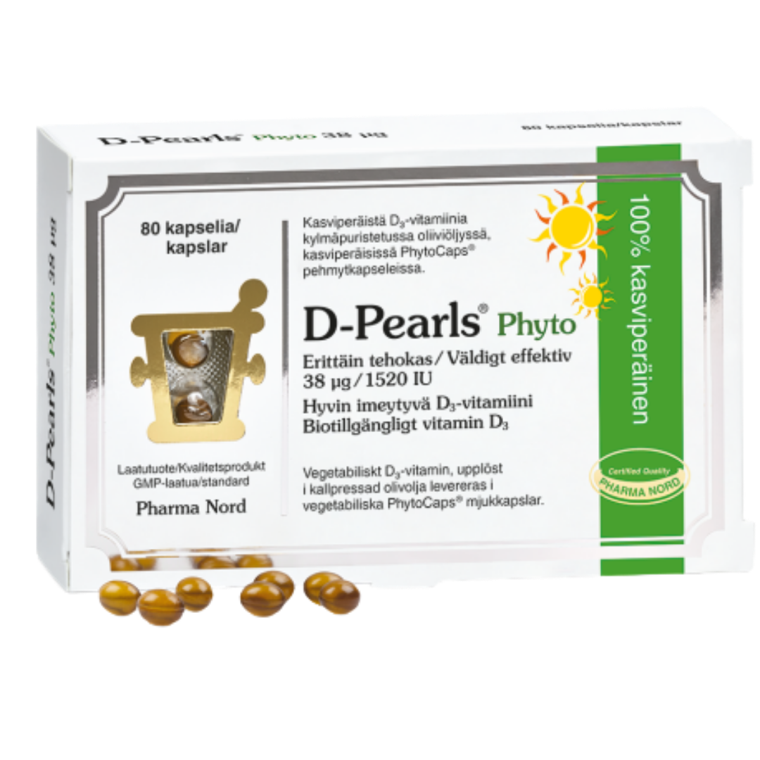 Pharma Nord D-Pearls Phyto 38 µg 80粒 - 纯素｜Pharma Nord D-Pearls Phyto 38 µg 80 kaps. - Vegaaninen