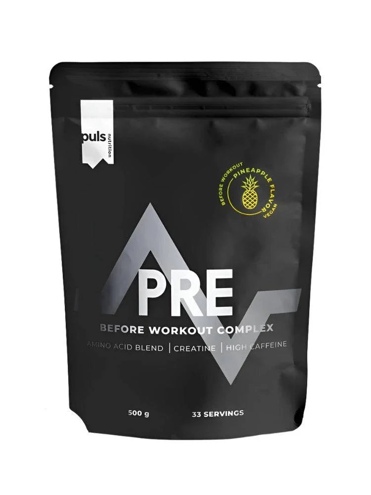 训练前运动饮料粉 菠萝味 500 g｜Puls Nutrition Pre Workout - Urheilujuomajauhe Ananas 500 g