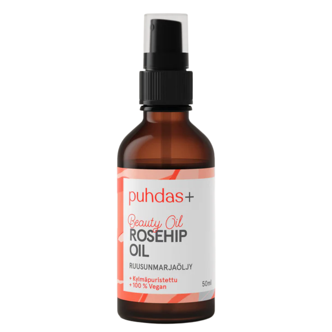 Puhdas+ 美容油 玫瑰果油 50 ml｜Puhdas+ Beauty Oil Rosehip - Ruusunmarjaöljy 50 ml