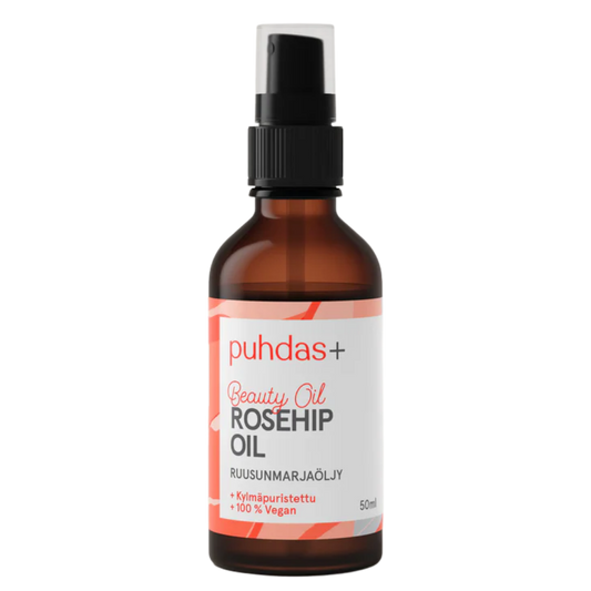 Puhdas+ 美容油 玫瑰果油 50 ml｜Puhdas+ Beauty Oil Rosehip - Ruusunmarjaöljy 50 ml