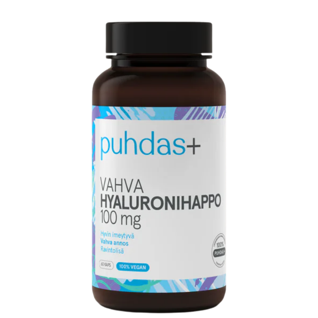 Puhdas+ Beauty 强效透明质酸 100毫克 60粒｜Puhdas+ Beauty Vahva Hyaluronihappo 100 mg 60 kaps.
