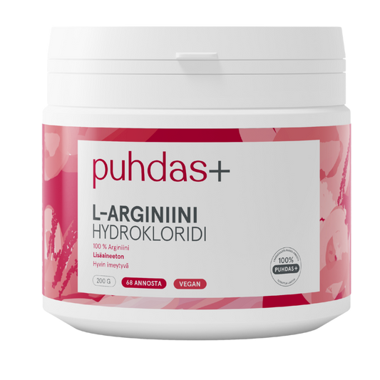 Puhdas+ L-精氨酸盐酸盐 200 g｜Puhdas+ L-arginiini - L-arginiinihydrokloridi 200 g