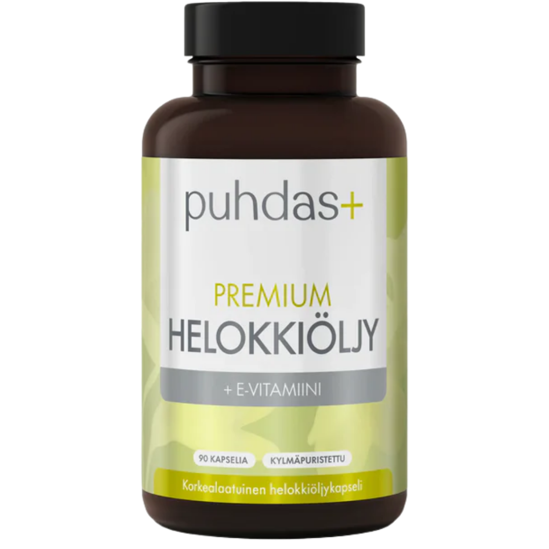 Puhdas+ 优质月见草油 90粒｜Puhdas+ Premium Helokkiöljy 90 kaps.