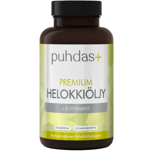 Puhdas+ 优质月见草油 90粒｜Puhdas+ Premium Helokkiöljy 90 kaps.