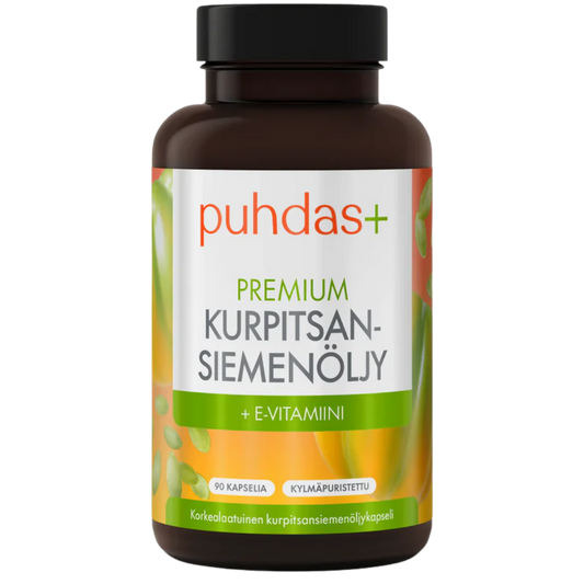 Puhdas+ 优质南瓜籽油 90粒｜Puhdas+ Premium Kurpitsansiemenöljy 90 kaps.