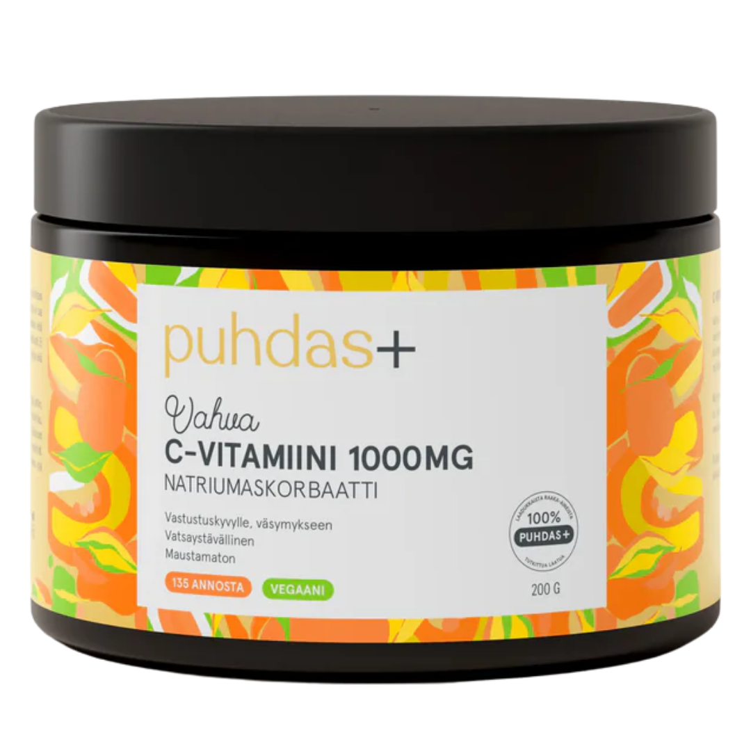 Puhdas+ 强效维生素C粉 1000毫克 200 g｜Puhdas+ Vahva C-vitamiinijauhe 1000 mg 200 g