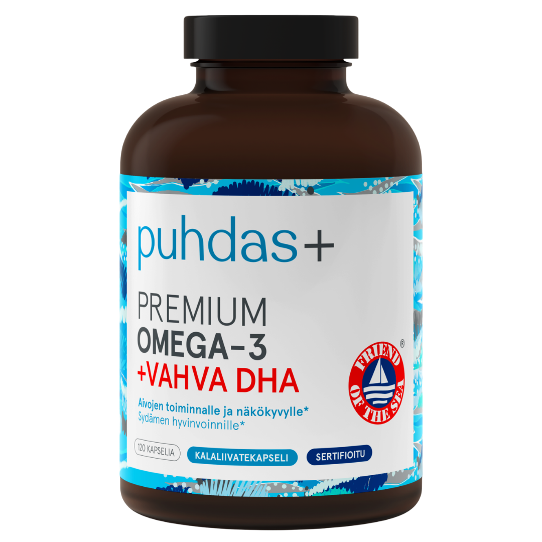 Puhdas+ Premium Omega-3 + 高含量 DHA - 脂肪酸制剂 120 粒胶囊