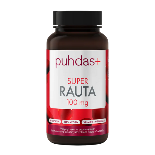 Puhdas+ 超级铁 100毫克 60粒胶囊｜Puhdas+ Super Rauta 100 mg 60 kaps.