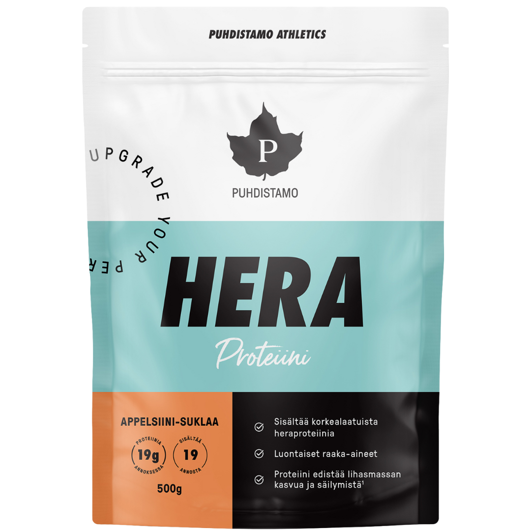 Puhdistamo Athletics 乳清蛋白 橙子巧克力 500 g｜Puhdistamo Athletics Hera Proteiini Appelsiini-suklaa 500 g