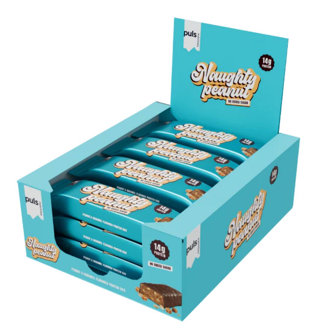 Puls Nutrition Naughty Peanut 蛋白棒 12 x 45克 批发装｜Puls Nutrition Naughty Peanut - Proteiinipatukka 12 x 45 g TUKKUPAKKAUS