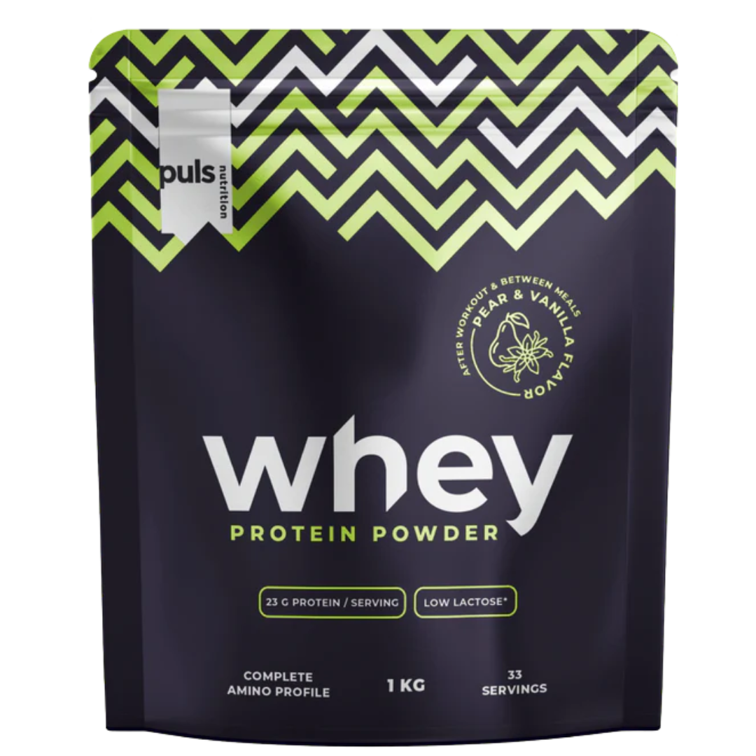 Puls Nutrition 乳清蛋白粉 - 梨香草味 1 kg｜Puls Nutrition Whey Protein Powder - Heraproteiini Päärynä-Vanilja 1 kg