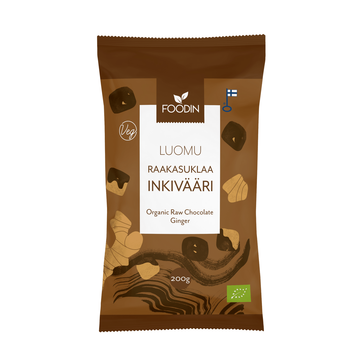 Foodin Raakasuklaa Inkivääri Luomu 200 g｜Foodin 有机生姜生巧克力 200 g