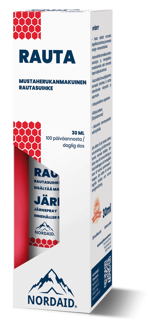 Nordaid铁口腔喷雾 30毫升（黑加仑味）｜Nordaid Rauta suusuihke 30 ml (Mustaherukanmakuinen)