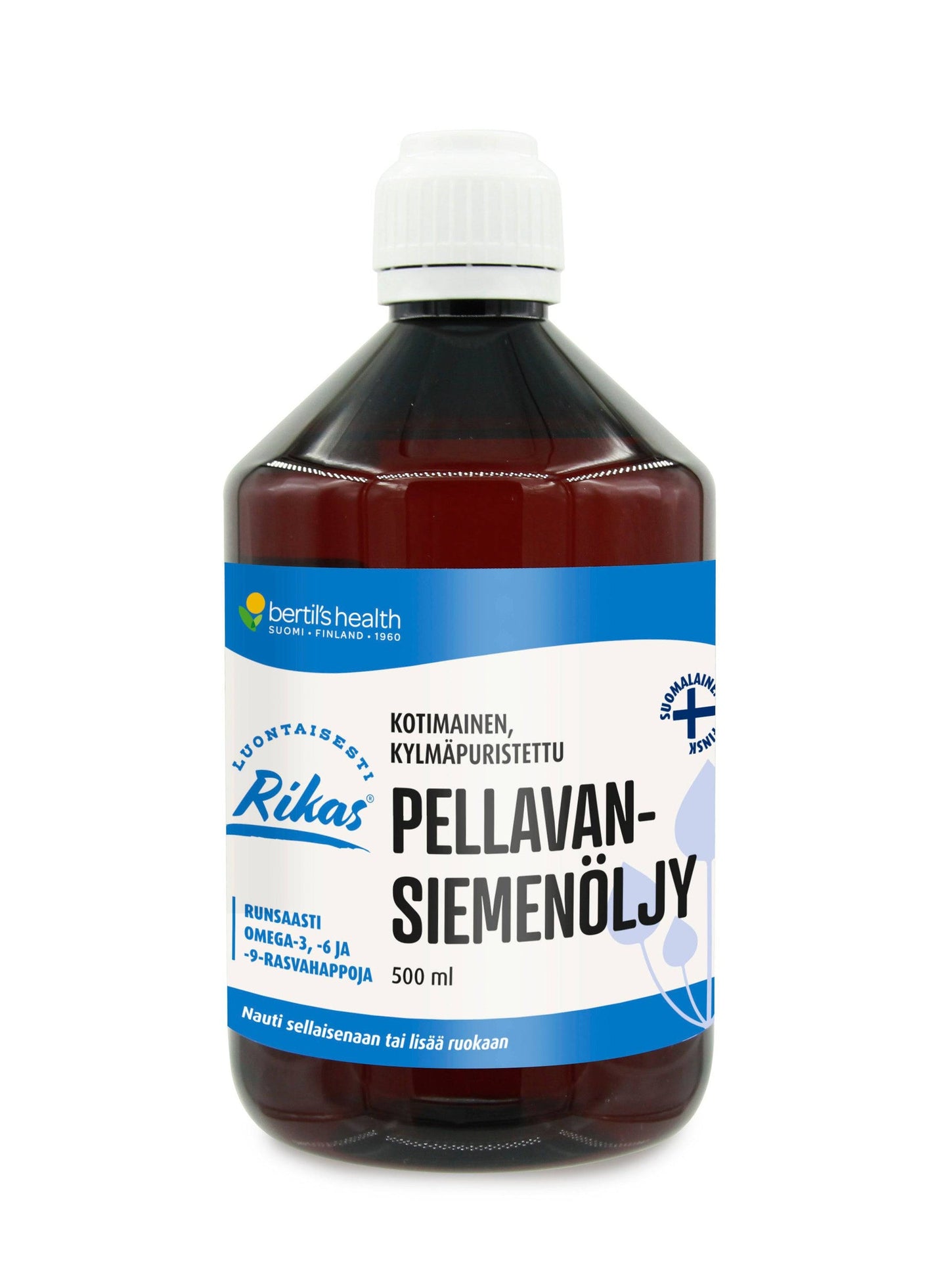 Bertil's Health Kotimainen Kylmäpuristettu Rikas Pellavansiemenöljy 500 ml