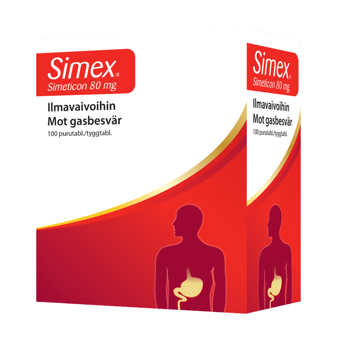 Simex 80毫克西甲硅油 100片咀嚼片｜Simex 80 mg simeticon 100 purutabl.