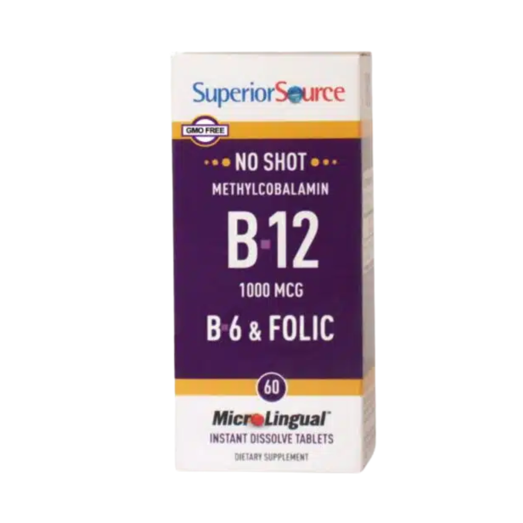 Superior Source B12 1000µg + B6 + Folic Acid 400µg 60 tabl.｜Superior Source B12 1000微克+B6+叶酸400微克片 60片