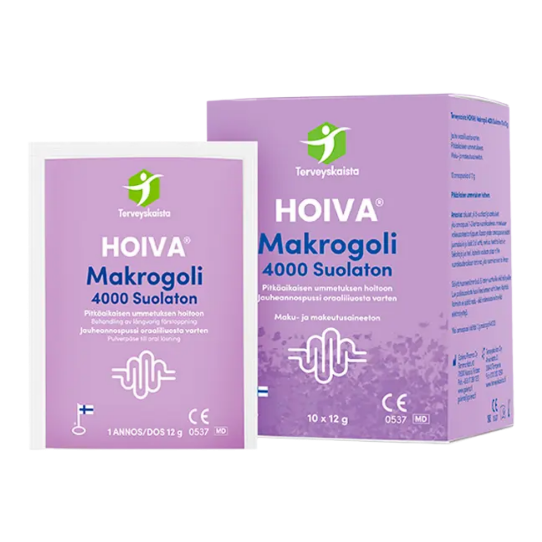 聚乙二醇4000无盐冲剂 12 g｜Terveyskaista HOIVA Makrogoli 4000 Suolaton 10 x 12 g