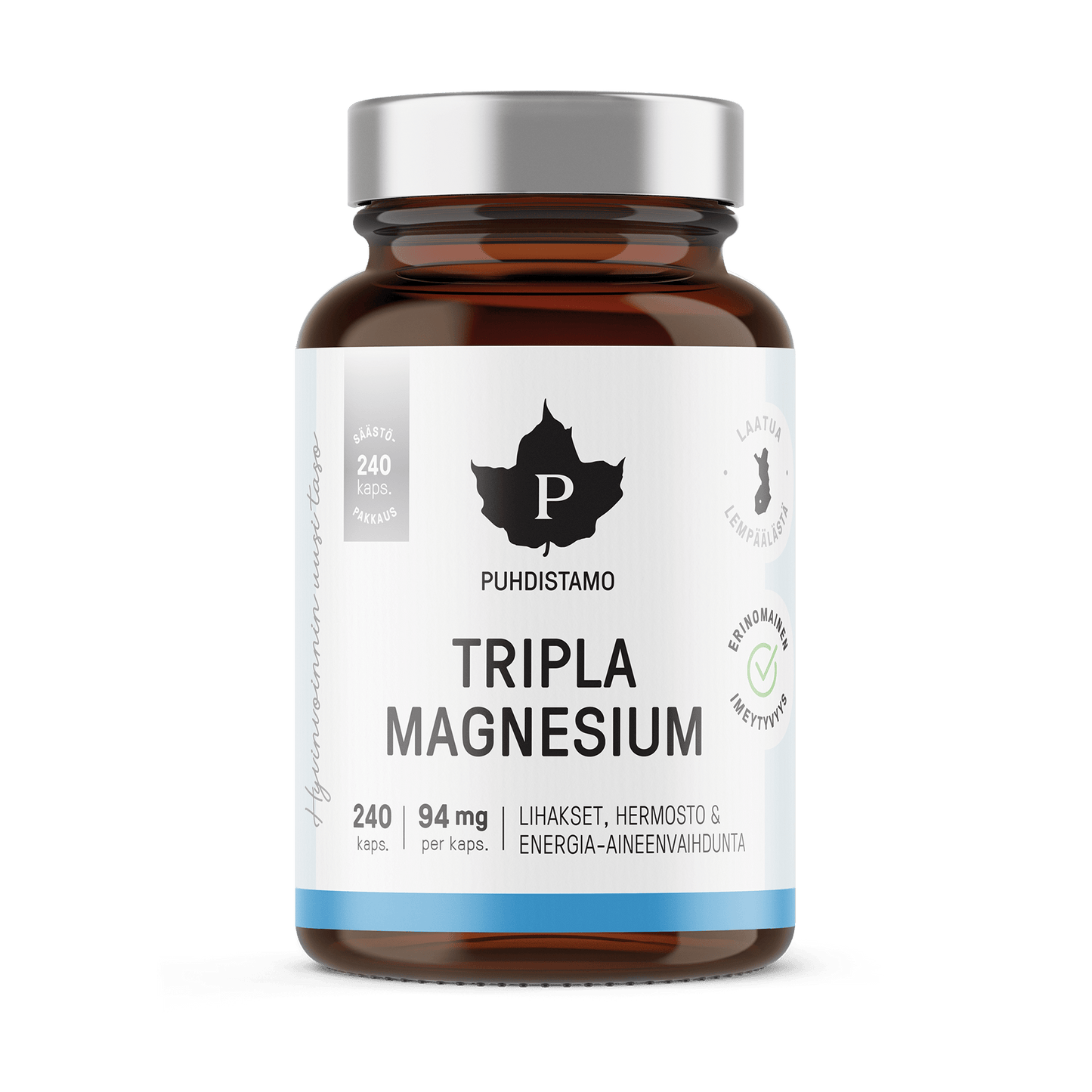 净化所 三重镁 经济装 240粒｜Puhdistamo Tripla Magnesium SÄÄSTÖPAKKAUS 240 kaps.