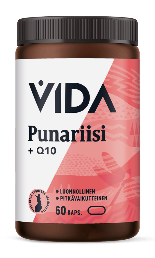 Vida 天然红曲米+辅酶Q10 60粒胶囊 - 批次 - 有效期至2026年12月｜Vida Punariisi + Q10 Luonnollinen 60 kaps. - erä - päiväys 12/2026