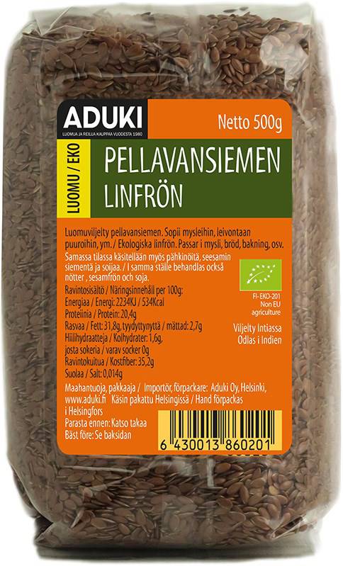 亚麻籽 500 g｜Aduki Pellavansiemen 500 g