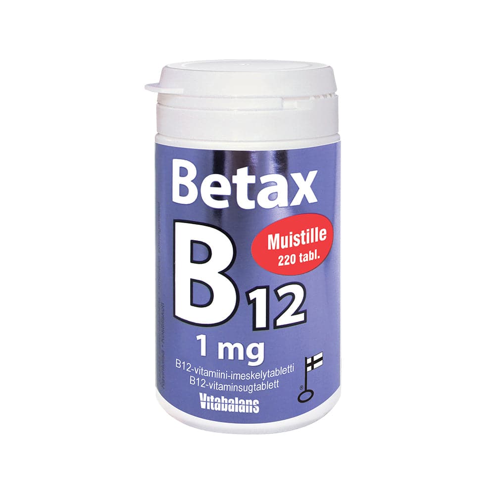 Betax B12 1毫克 - 维生素B12 220片含片｜Betax B12 1 mg - B12-vitamiini 220 imeskelytablettia