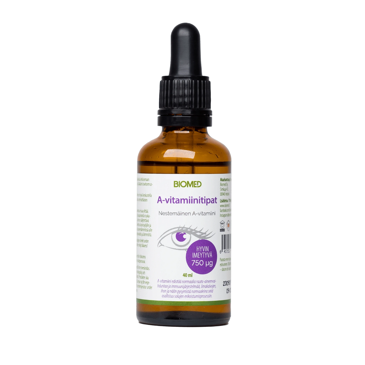 Biomed A-vitamiinitipat - Nestemäinen A-vitamiini 40 ml｜Biomed 维生素A滴剂 - 液体维生素A 40 ml