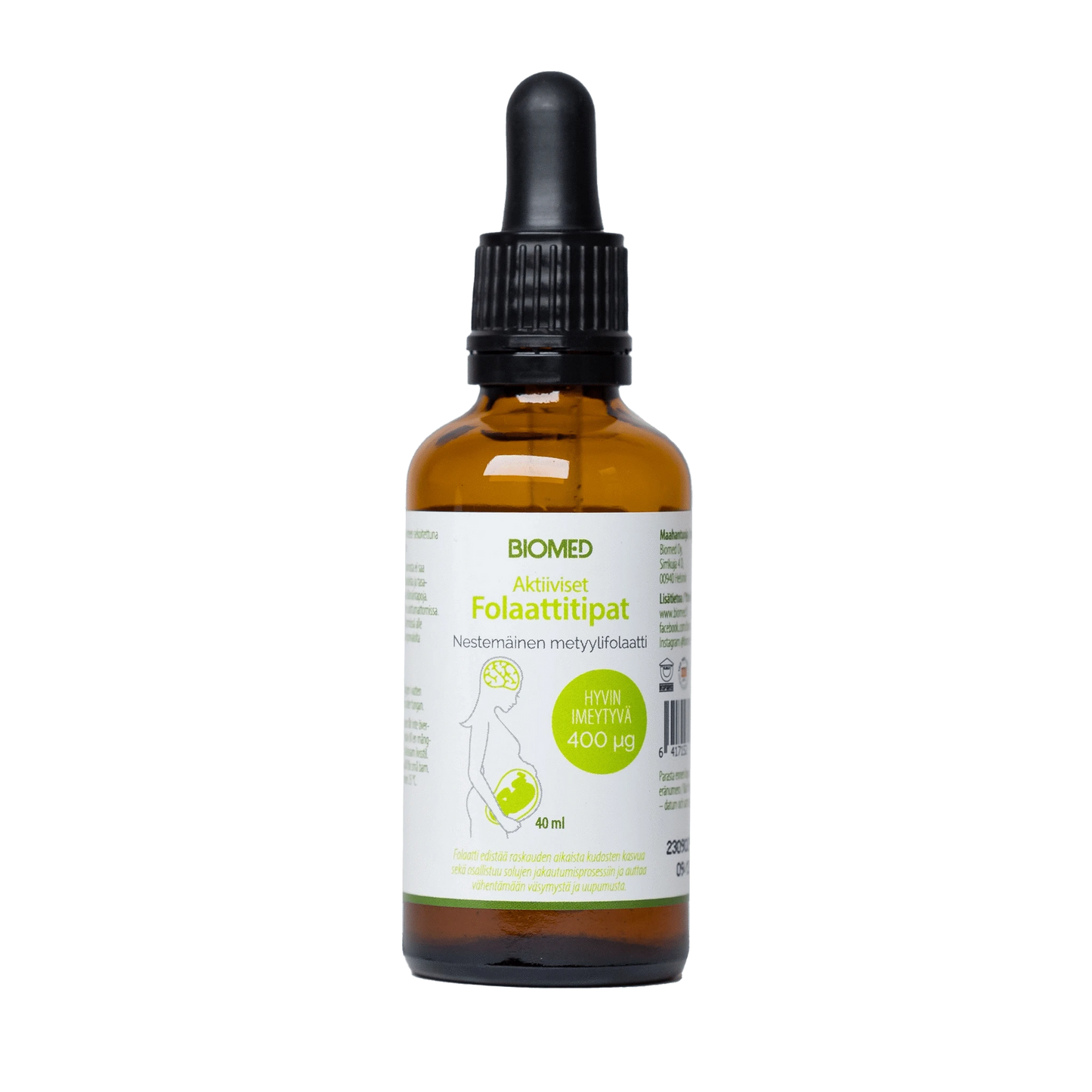 Biomed Aktiiviset Folaattitipat - Nestemäinen metyylifolaatti 40 ml｜Biomed 活性叶酸滴剂 - 液体甲基叶酸 40 ml