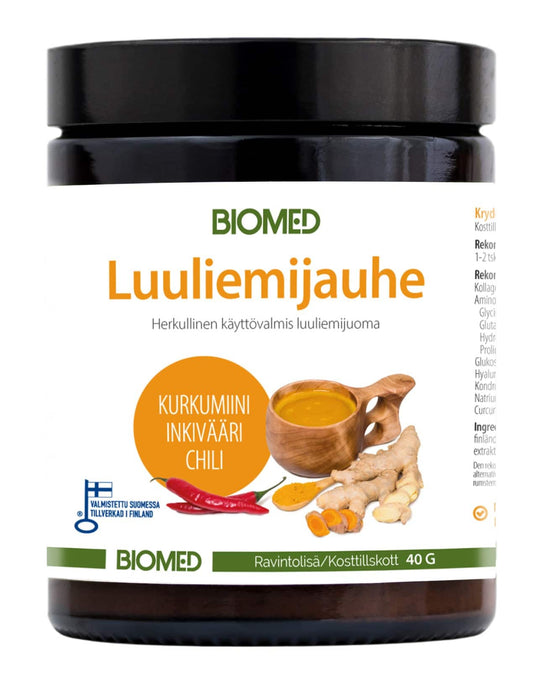 Biomed 骨汤粉 姜黄素+姜+辣椒 40 g｜Biomed Luuliemijauhe Kurkumiini + Inkivääri + Chili 40 g