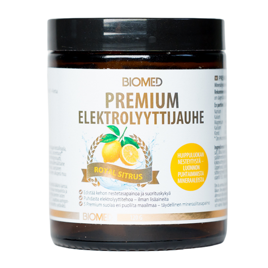 Biomed 优质电解质粉 皇家柑橘 120 g｜Biomed Premium Elektrolyyttijauhe Royal Sitrus 120 g