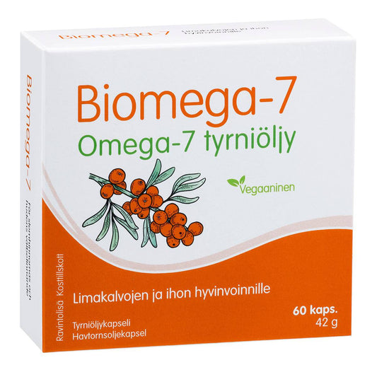 Biomega-7 Omega-7 沙棘油胶囊 60粒｜Biomega-7 Omega-7 Tyrniöljykapseli 60 kaps.