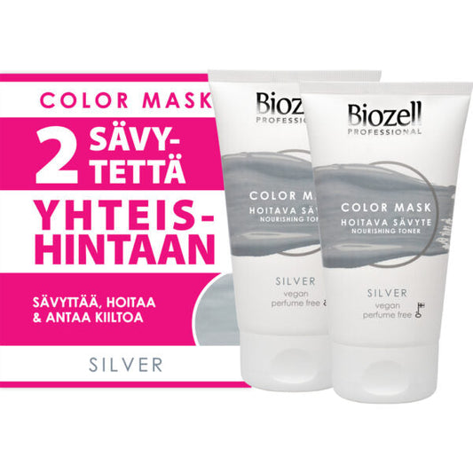 Biozell Professional Color Mask 2件装 - 银色染发剂 2x 150 ml｜Biozell Professional Color Mask 2 - Pack - Sävyte Silver 2 x 150 ml