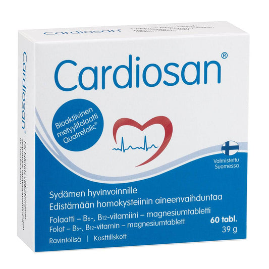 Cardiosan - 叶酸、维生素B6和B12镁片 60片｜Cardiosan - Folaatti-, B6- & B12-vitamiini-magnesiumtabletti 60 tabl.