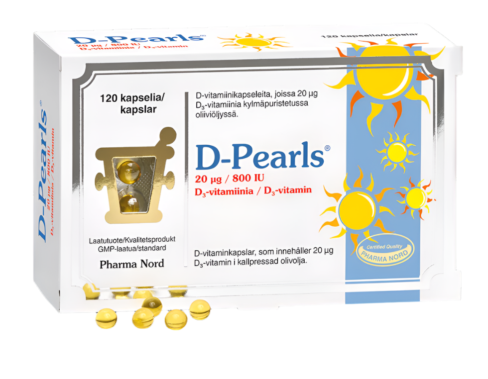 Pharma Nord D-Pearls D-vitamiini 20 µg 120 kaps.｜Pharma Nord D-Pearls 维生素 D 20 微克 120 粒。