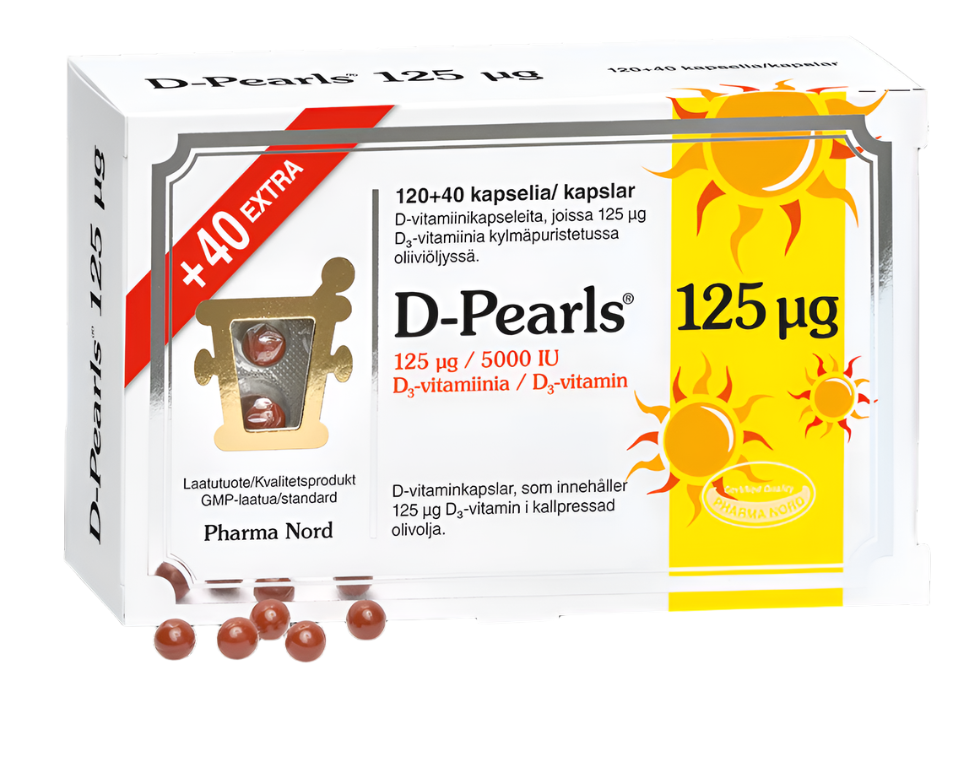 Pharma Nord D-Pearls 125 µg 120+40 kapselia｜Pharma Nord D-Pearls 125 µg 120+40 粒胶囊